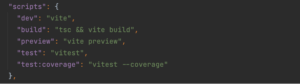 Configuration script : "vitest --coverage"